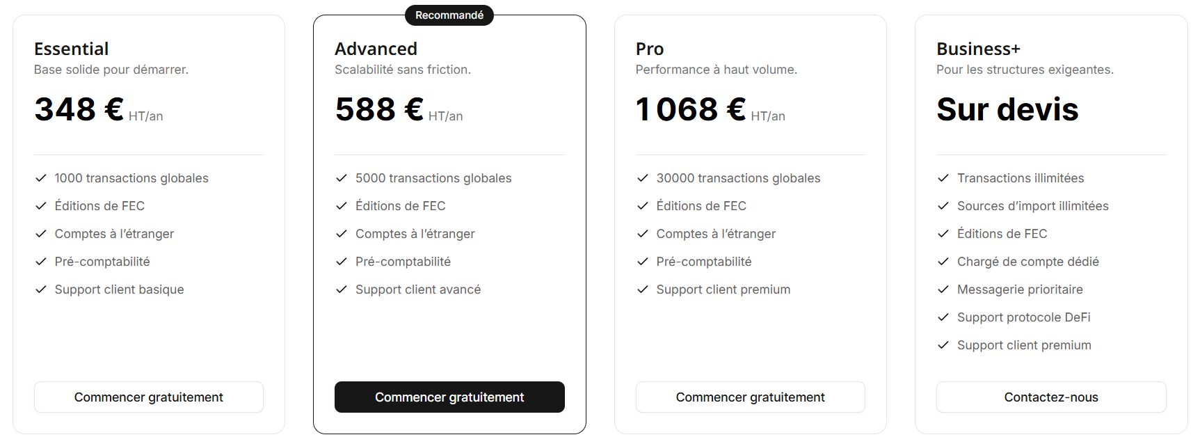 Tarifs Pro Comptacrypto