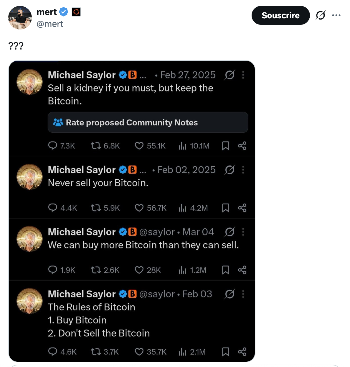 Historique de tweets de Michael Saylor