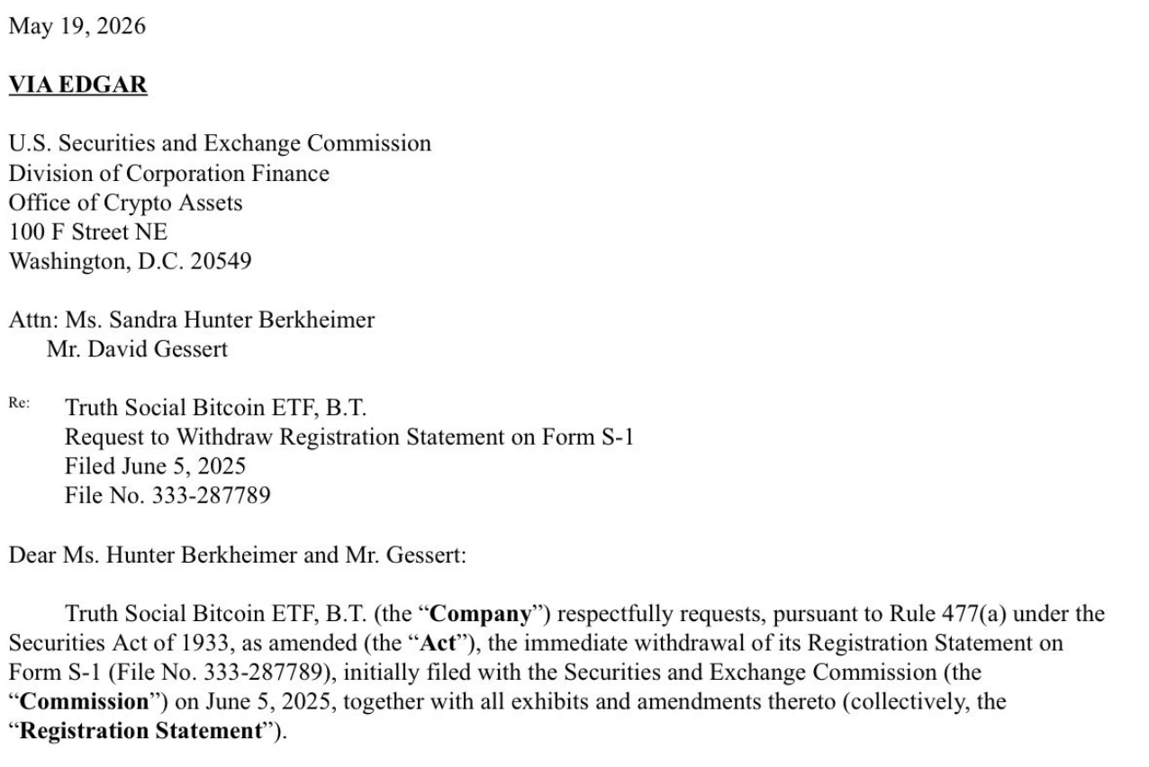 Truth Social retire sa demande d'ETF Bitcoin Truth Social retire sa demande d'ETF Bitcoin