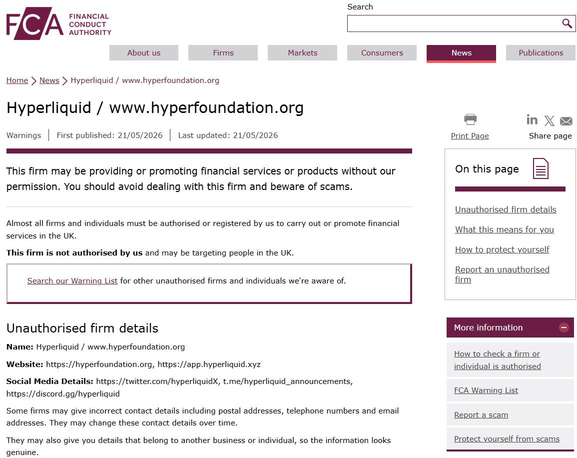 FCA hyperliquid