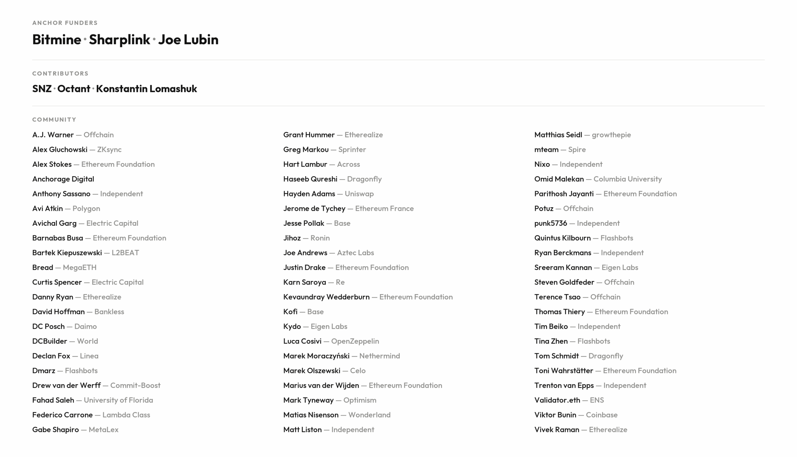 Liste des soutiens d'Ethlabs